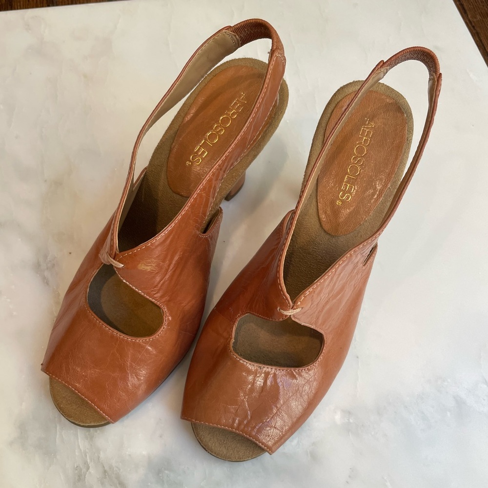 Aerosoles Ginesis tan leather heels, size 7 women’s.